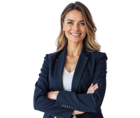 Professional Businesswomen with arms crossed isolated on white transparent background