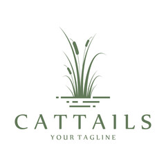 cattail logo vector illustration design, cattail silhouette vector design