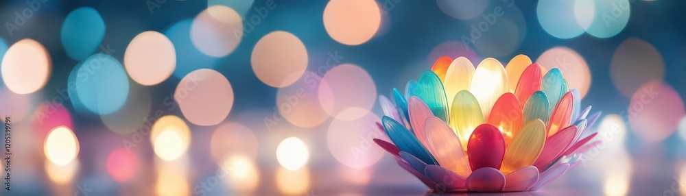 Aufkleber vibrant blooming flower in full color surrounded by softly blurred greenery creating a lively and ch