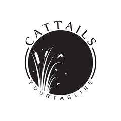 Obraz premium cattail logo vector illustration design, cattail silhouette vector design