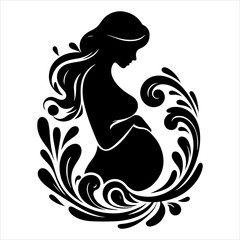 silhouette of a pregnant woman. Pregnant woman silhouette. A pregnant woman black icon on a white background