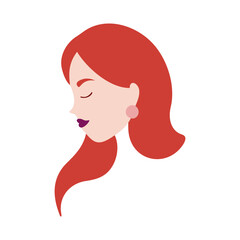 A minimalist cartoon illustration featuring a girl with auburn hair