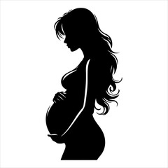 silhouette of a pregnant woman. Pregnant woman silhouette. A pregnant woman black icon on a white background