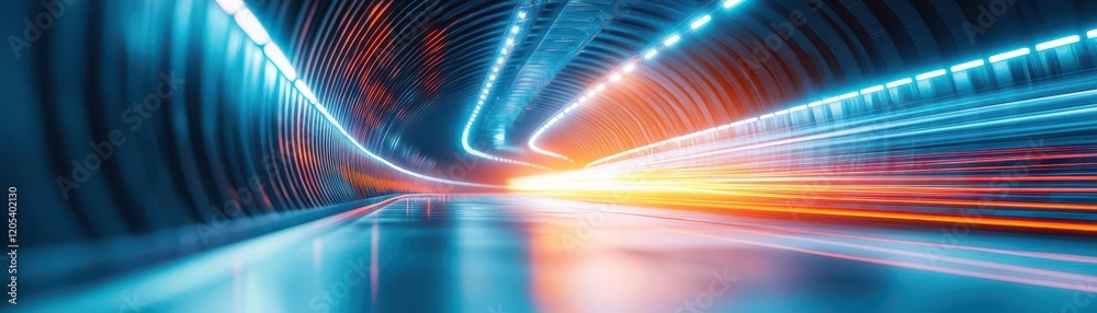 Poster Vibrant Light Trails Illuminating an Urban Tunnel Scene with Dynamic Motion Creating a Captivating Sense of Speed and Energy in Modern Cityscape