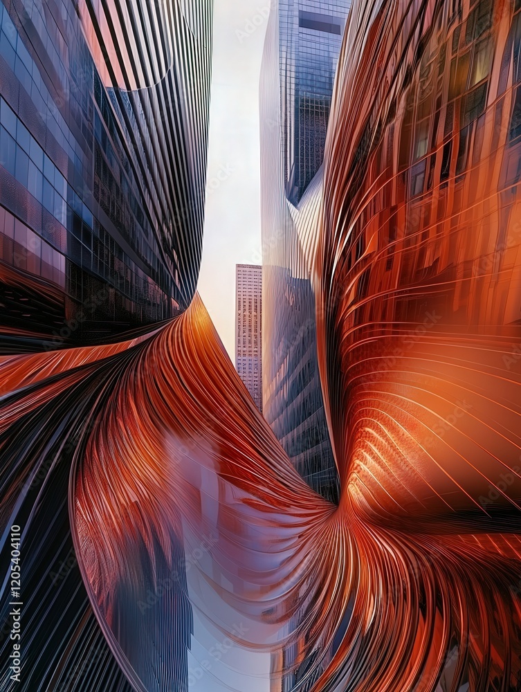 Poster an abstract 4k image reveals how architecture's straight edges morph into flowing patterns on a meta
