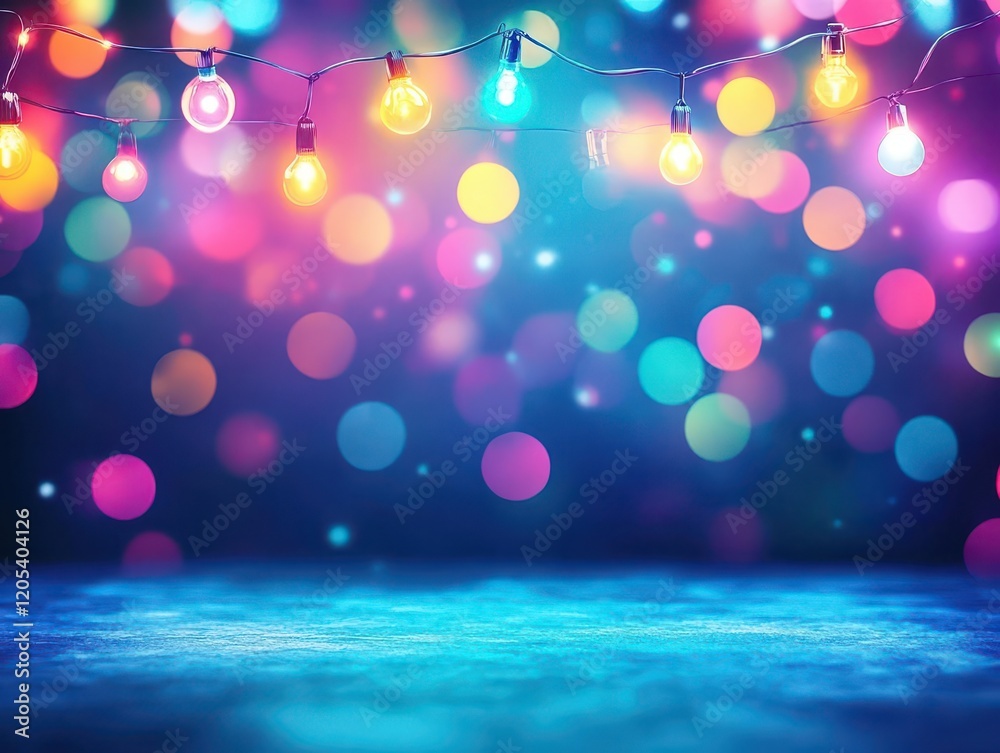 Poster vibrant colorful lights illuminating a dark background creating a mystical and enchanting atmosphere