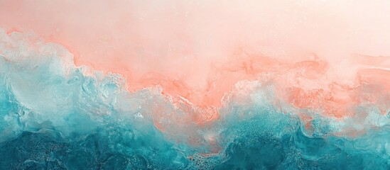 Naklejka premium Abstract gradient transition of light coral to deep teal with swirling liquid texture