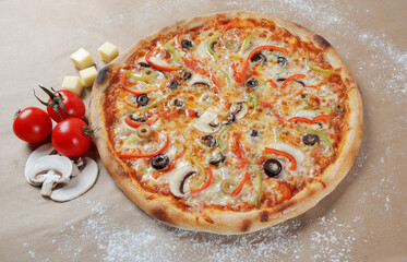 Vegetarian pizza with vegetables