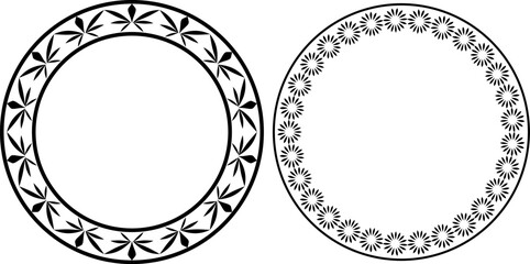 vector black and white decorative frames made of stylized elements, vintage