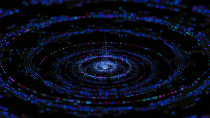 Big data artificial intelligence machine learning neural network flow complex information science innovation technology data analysis visualization cyberspace future. 3d rendering..