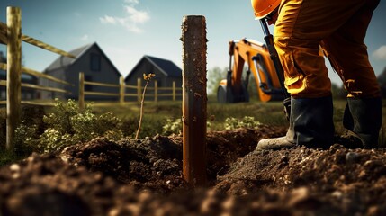 A photo of a post-hole digger digging holes for fence