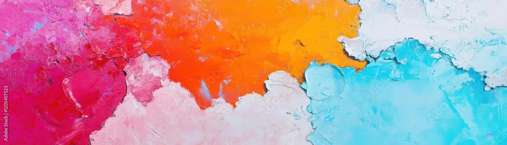 Poster vibrant abstract artwork featuring a symphony of colorful paints on a crisp white canvas evoking joy