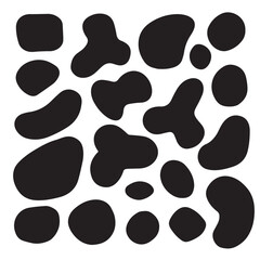 Set of black brush strokes. Hand drawn ink spots isolated on white background.