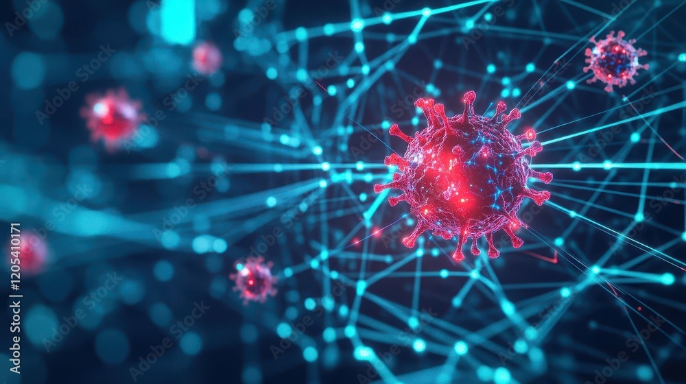 Aufkleber Vibrant Molecular Structure Featuring Interconnected Red and Blue Lines Illustrating Intricate Scientific Concepts and the Beauty of Molecular Design
