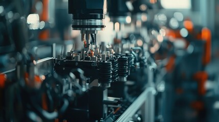 Fototapeta premium Industrial Automation: Precision Robotic Assembly Line