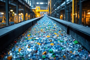 Conveyor Belt Processing Recyclables in a Modern Facility for Eco-Friendly Initiatives