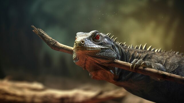 A photo of a reptile responding to target training