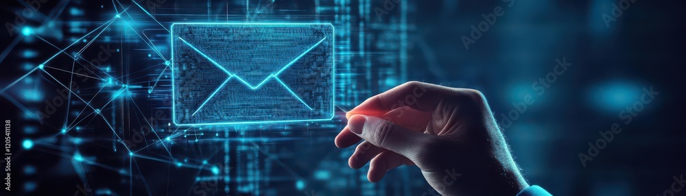 Poster Close Up of a Hand Gently Touching an Intricate Computer Chip Highlighting Technology Innovation and Human Interaction with Modern Electronics
