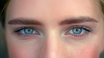 Obraz premium Close-up of a person's face with visible skin texture, showcasing natural imperfections and healthy glow, representing authenticity and self-confidence in beauty.