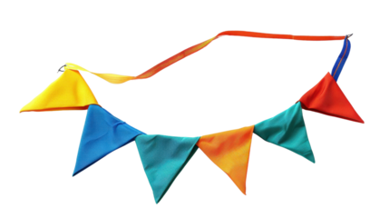 
Colorful pennant chain on transparent background