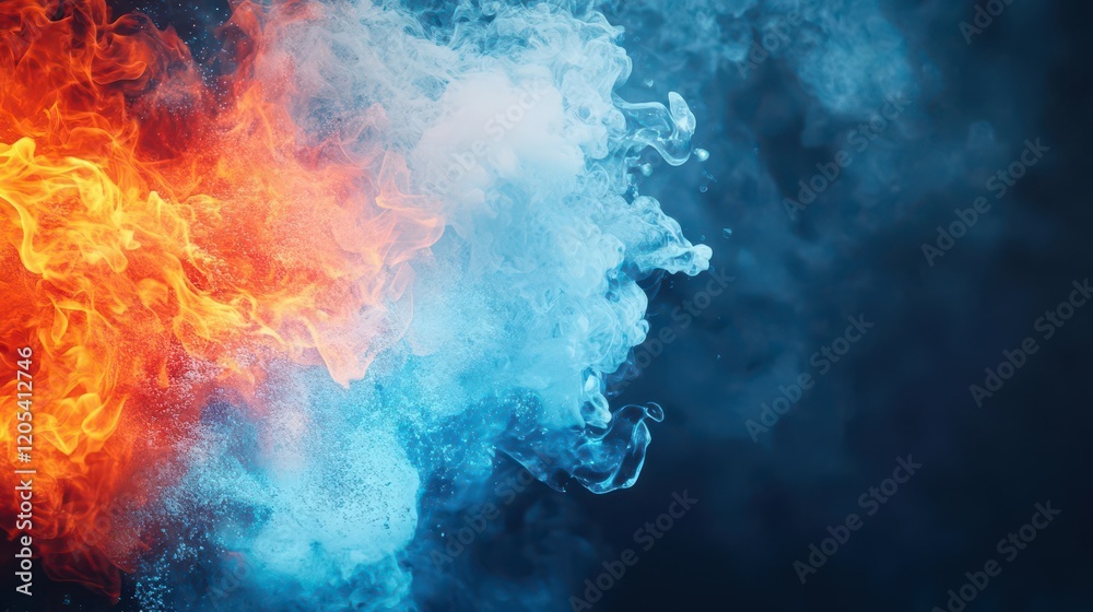Poster Intense Flames Dancing Vigorously with Thick Smoke Billowing into the Air Creating a Dramatic and Engaging Visual Display of Fire Elements in Nature
