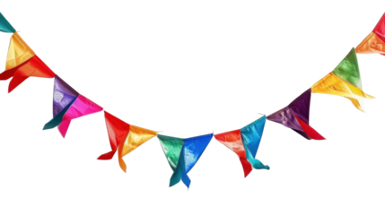 
Colorful pennant chain on transparent background