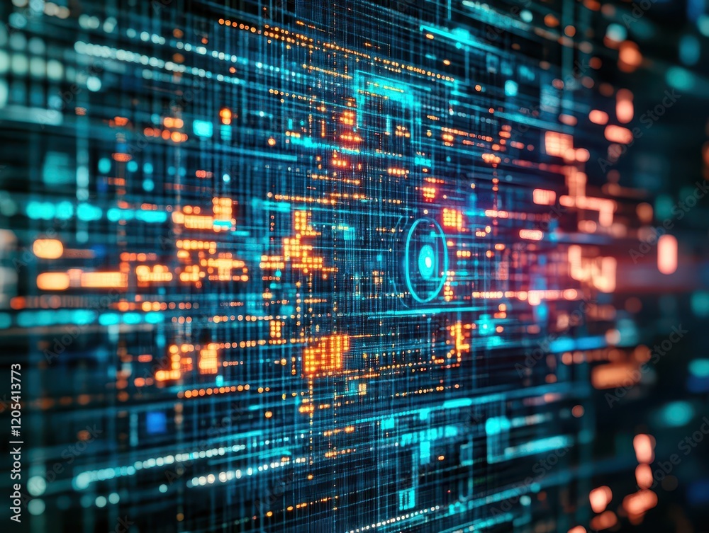 Leinwandbilder AI systems analyzing large datasets visualized as colorful holograms, abstract concept