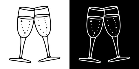 ofvs773 OutlineFilledVectorSign ofvs - champagne glasses vector icon . festive . isolated transparent . black outline and filled version . AI 10 / EPS / PNG . g12119 © fotohansel