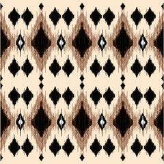 Geometric Black Tribal Ikat Fabric Pattern Background