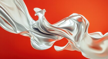 Obraz premium Red background, abstract flowing silk with smooth edges and no folds, creating a sense of fluidity and elegance. 