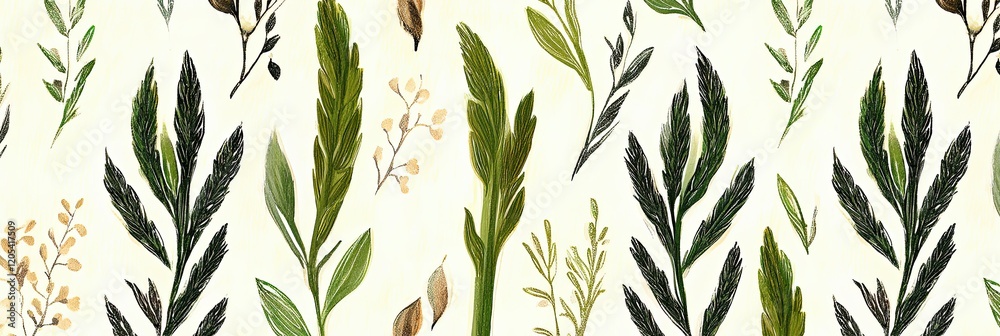 Poster elegant display of repeating green and white asparagus spears on a soft pastel background