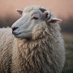 Obraz premium A sheep in a delicate, pastel color palette.