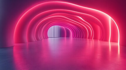 Obraz premium Pink Neon Tunnel Abstract Architectural Design