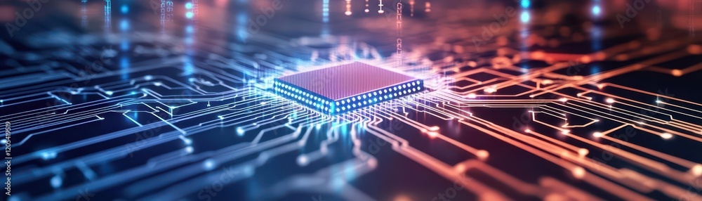Aufkleber Intricate Circuit Design with Central Connection Point Highlighting Modern Technology and Innovation in Electronic Engineering and Digital Communication Fields