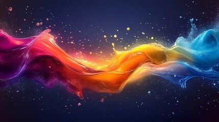 Obraz premium Smooth gradient flow, vibrant color splash, Generative AI