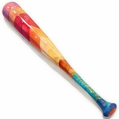 Colorful Watercolor Baseball Bat Sport Equipment Illustration Vibrant Design