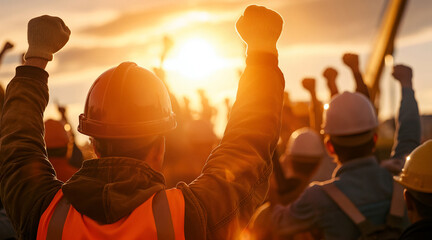 Workers Unite Powerful Labor Disputes Protest at Sunset