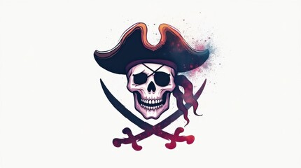 Pastel Pirate Vector Illustration with White Background