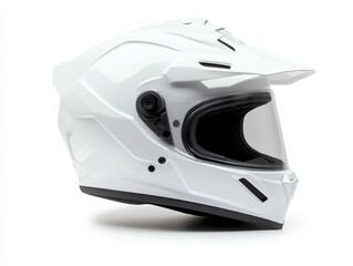 White motorcycle helmet, side view, isolated on white background. (3)