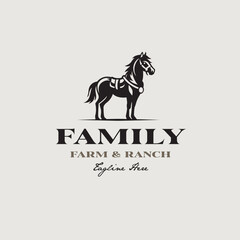 retro rustic Horse Stallion countryside western country farm ranch logo design
