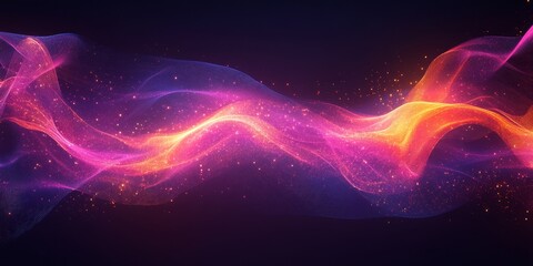 Fototapeta premium Glowing neon wave, noise texture, web banner design, Generative AI