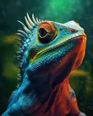 Fototapeta premium Close-up Portrait of a Colorful Lizard