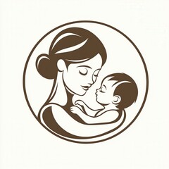 Design of mom and baby icon logo illustration isolated on white background
