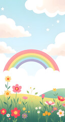 rainbow and flowers