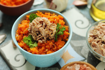 Houria, cooked carrot salad, a traditional dish of Tunisian cuisine