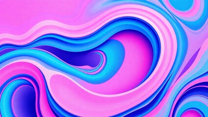 Abstract Pink Blue Swirl Wave Background Design Modern Digital Art Curve Fluid Style Print Image    