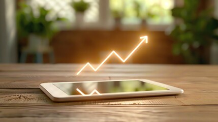 upward arrow on a tablet, symbolizing how a brand's community grows by nurturing existing relationships and expanding its reach.