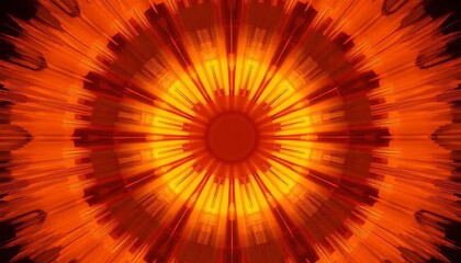 Abstract Orange Radiating Mandala Design