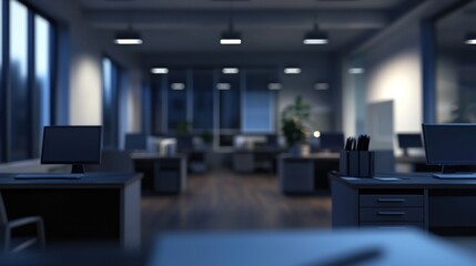 Empty Office at Night: A Serene and Dark Atmosphere