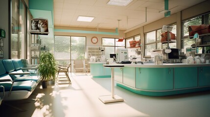 A photo of a veterinary clinic with integrated pet
